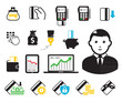 POS-terminal and credit card icons