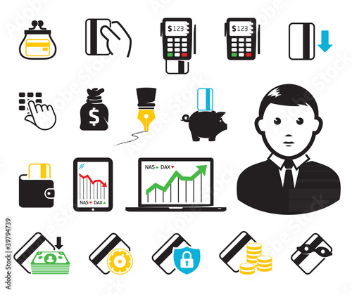 Vektor: POS-terminal and credit card icons POS-terminal and credit card icons