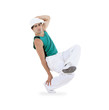 Teenager dancing breakdance in action