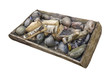 Birch wood and granite stones