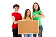 Kids holding noticeboard isolated on white background Kids holding noticeboard isolated on white background