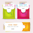Paper sheets with envelopes for text