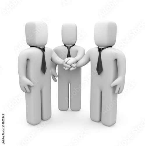 Illustration: 3d business people with hands on top of each other 3d business people with hands on top of each other