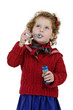 little girl with blond curly hair studio shoot