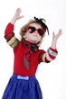 little girl with blond curly hair studio shoot
