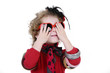 little girl with blond curly hair studio shoot