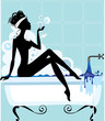 silhouette of a woman in a bathtub