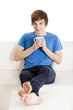 Drinking coffee