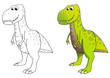 comic dinosaurier, tyrannosaurus rex, coloriert und outlines