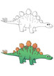 comic dinosaurier, stegosaurus, coloriert und outlines