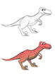 comic dinosaurier, raptor, coloriert und outlines