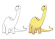 comic dinosaurier, brontosaurus, coloriert und outlines