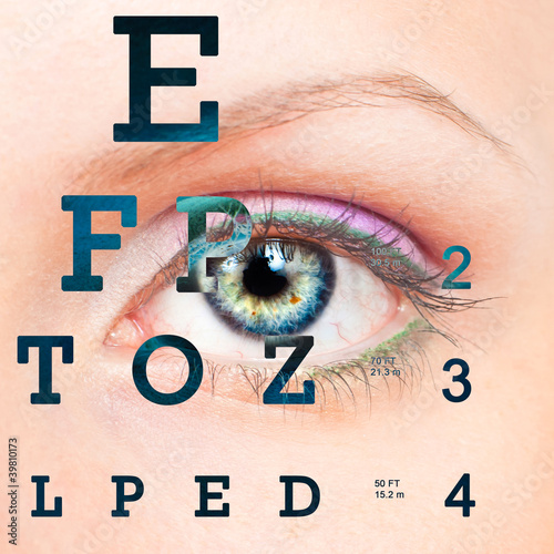 Photo: Eye with test vision chart Eye with test vision chart