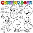 Coloring book with cute chickens