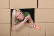 Girl in the middle of moving