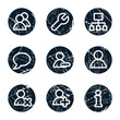 Users web icons, grunge circle buttons