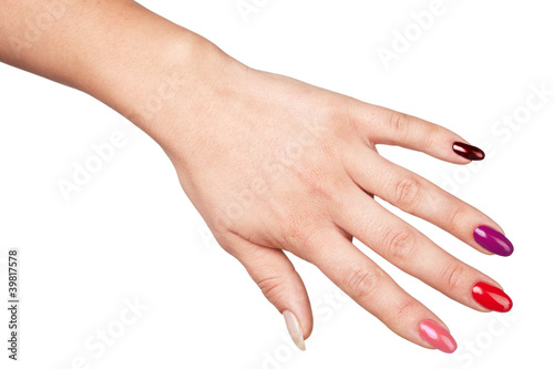 Foto: hand with different nail polishes hand with different nail polishes