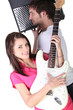 girl and boy in a music band girl and boy in a music band