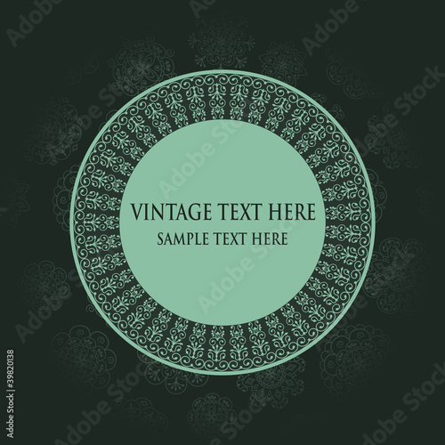 Vektor: vintage frame on a dark background with seamless pattern vintage frame on a dark background with seamless pattern