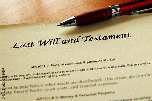 Photo: closeup of a Last Will and Testament document closeup of a Last Will and Testament document