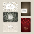 Set of 5 detailed business cards. For cafe and restaurant