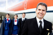 Captain pilot with cabin crew