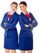 Flight attendants smiling