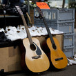 guitars and old shoes on antic market in London guitars and old shoes on antic market in London