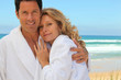 Couple embracing on the beach