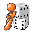 Orange Man Leaning Against Dice