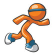 Orange Man Running with Blue Shoes
