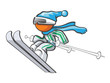 Orange Man Skiing
