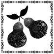 pair of black pears label on white background
