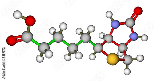Illustration: Biotin (vitamin H or B7) molecular structure Biotin (vitamin H or B7) molecular structure