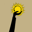 sun in hand on brown background sun in hand on brown background