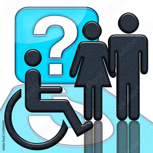 Illustration: People and handicapped person in wheelchair People and handicapped person in wheelchair