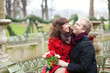 Romantic couple in a park at spring, dating