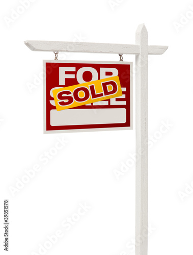 Photo: Sold For Sale Real Estate Sign with Clipping Path Sold For Sale Real Estate Sign with Clipping Path