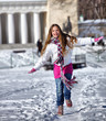 Girl Running in  winter