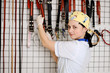 Woman veterinarian chooses collar and leash for your dog