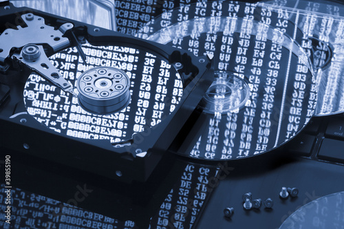 Photo: Hard disk data storage, backup, restore concept Hard disk data storage, backup, restore concept