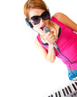 The woman with a microphone