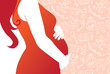Silhouette of pregnant woman  with seamless baby background