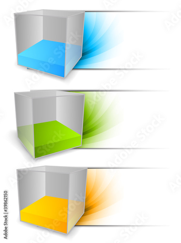 Vector: Set of banners with cubes Set of banners with cubes