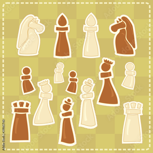 Vector: stickers with stylized chess figures stickers with stylized chess figures