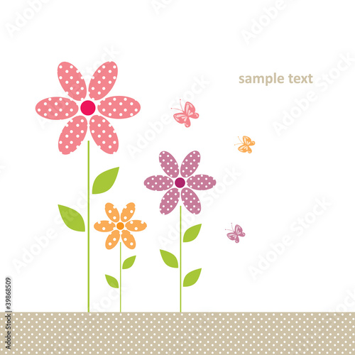 Vector: cute greeting card with flower cute greeting card with flower