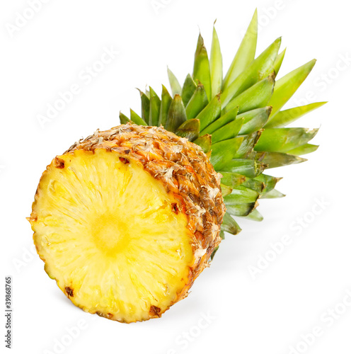 Photo: Fresh slice pineapple on white background Fresh slice pineapple on white background