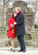 Dating couple with beautiful bunch of fresh anemones