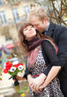 Dating couple with beautiful bright flowers