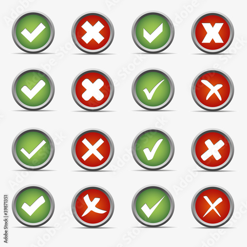 Vector: ja nein yes no rot grün kreis kugel rund button haken ok kreuz ja nein yes no rot grün kreis kugel rund button haken ok kreuz